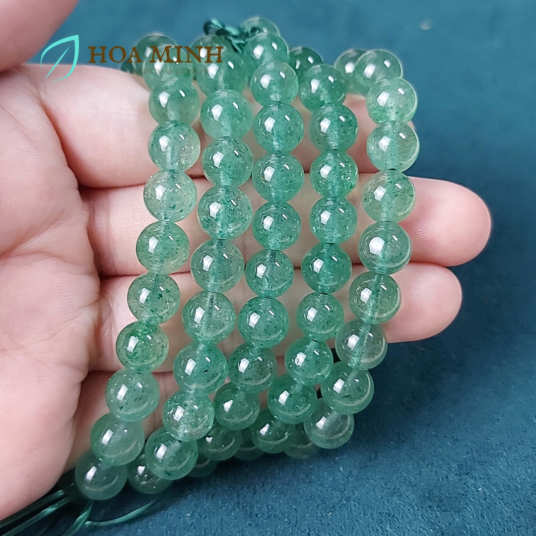Vòng tay phong thủy đá Thạch Anh Dâu Xanh 8 li, hợp mệnh Mộc Hỏa