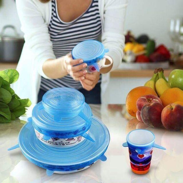 Bộ 6 nắp đậy thực phẩm silicon siêu dẻo an toàn