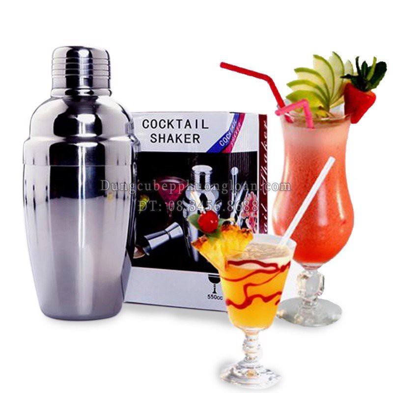 Bình lắc Shaker pha chế cocktail chất liệu inox đủ cỡ (350ml, 550ml, 750ml) chuyên dụng cụ pha chế bartender