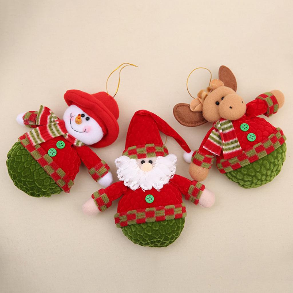 Christmas Santa Snowman Elk Plush Doll Christmas Tree Hanging Decoration A