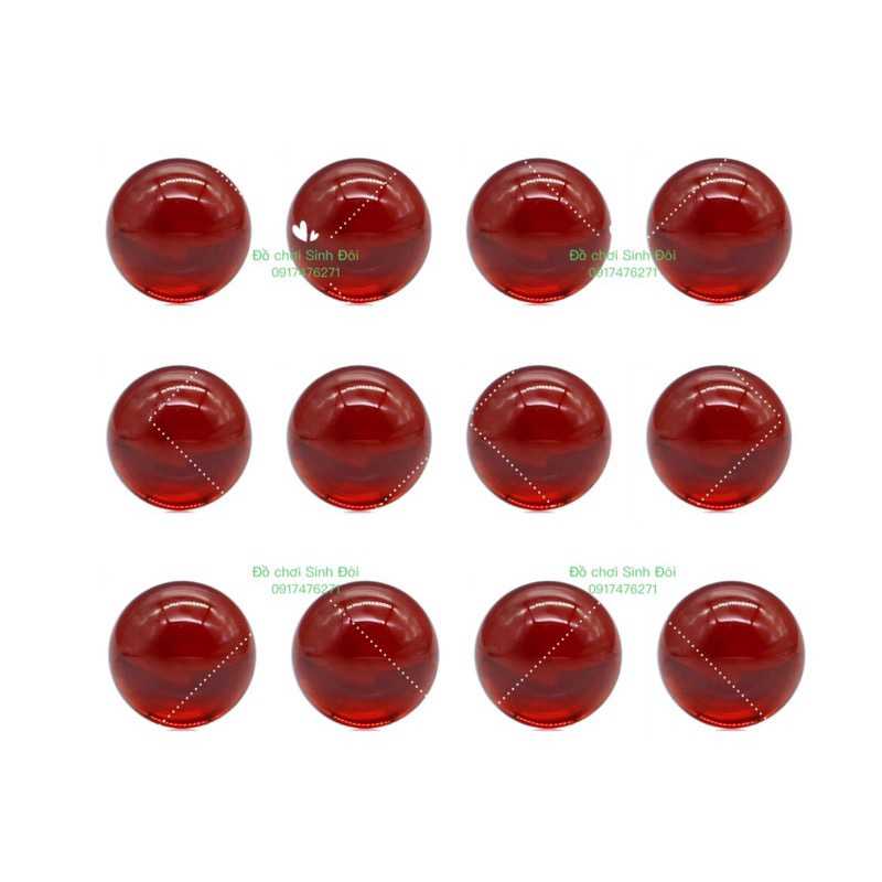 2 viên bi thuỷ tinh 20mm màu đỏ trong suốt - bi trang trí và sưu tầm