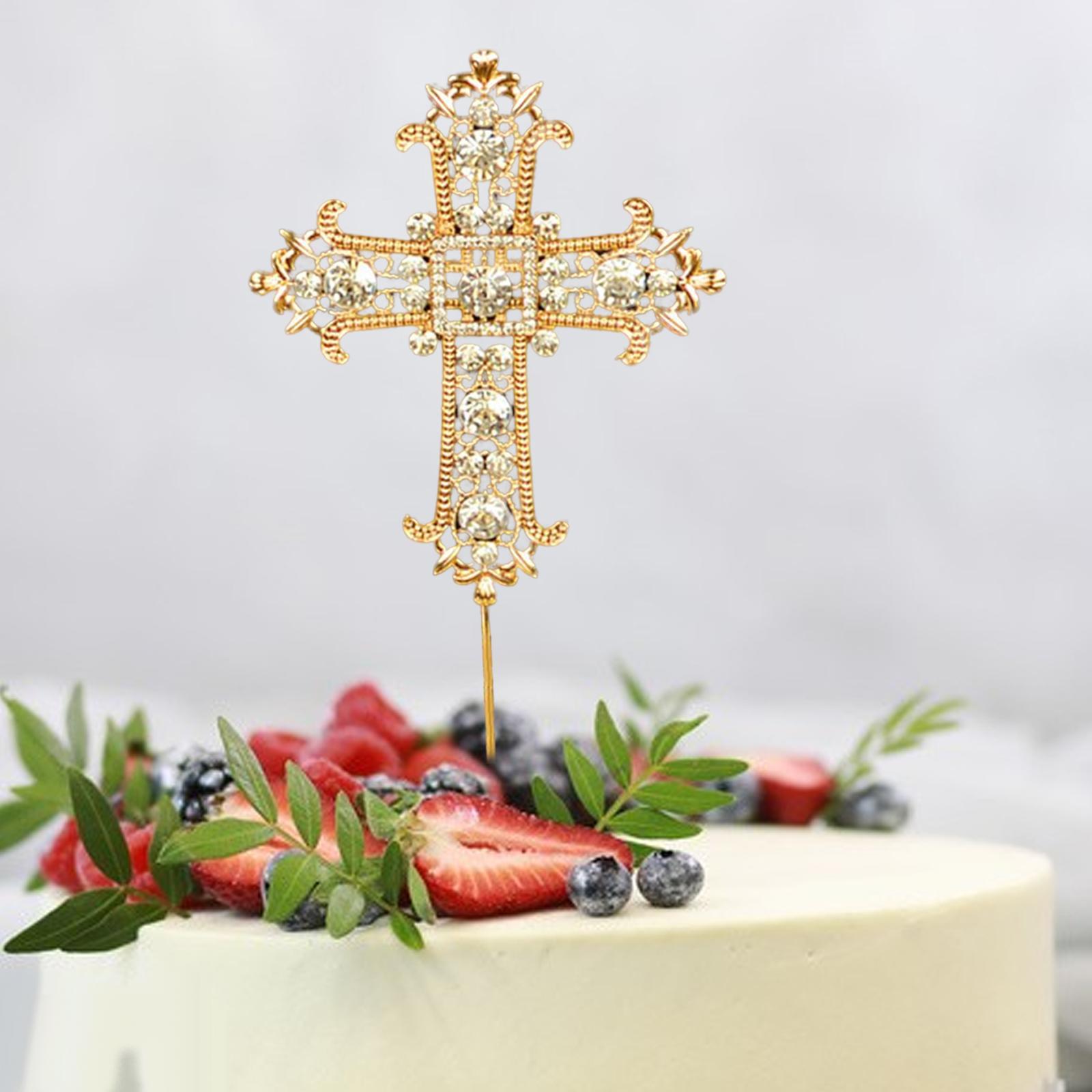 Cake Decoration Cross Cake Topper Rhinestone for Engagement Celebration Baby