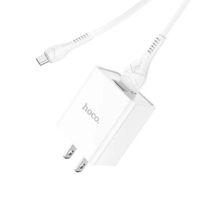 Bộ sạc nhanh 2.1A Hoco C89 chuôi dẹt 2 cổng Usb kèm dây sạc Micro dài 1M cho Android - Hàng chính hãng