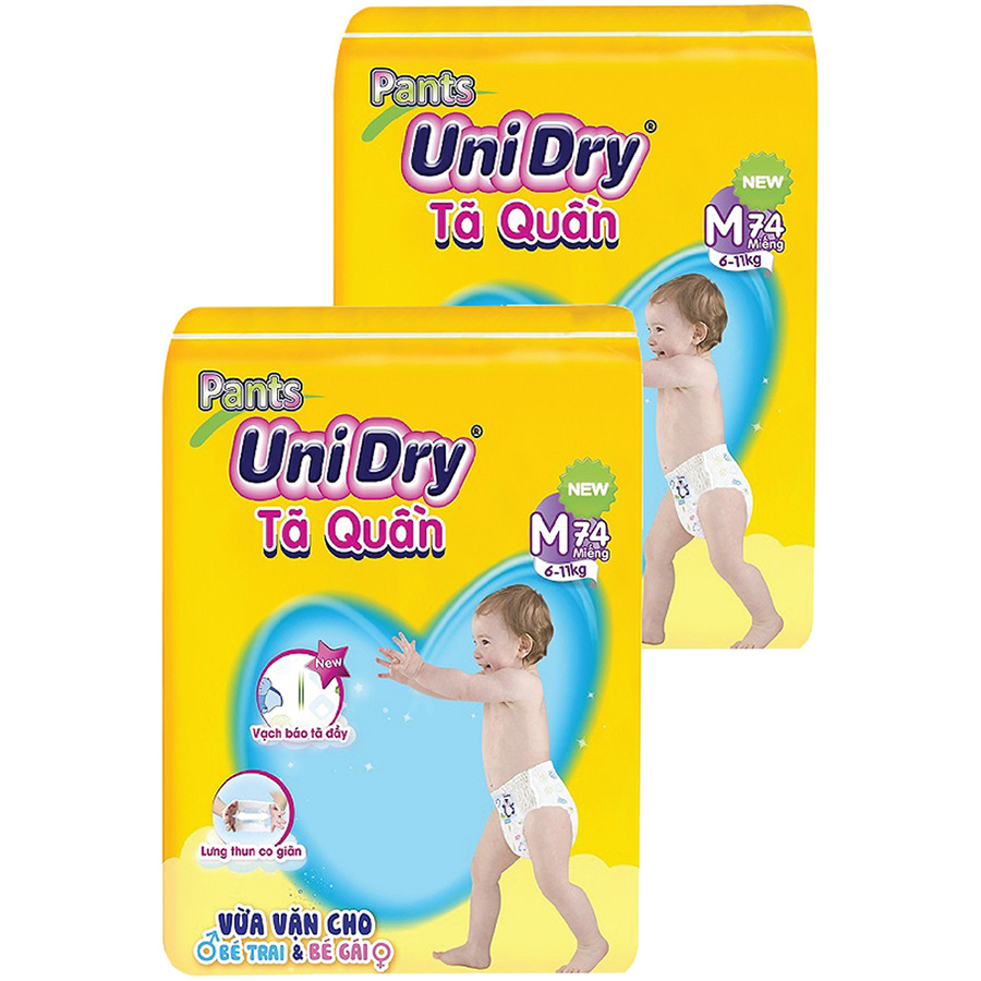 Combo 2 Tã Quần Unidry Ultra Jumbo M74 (74 Miếng) - Tặng 1 thú bông cá heo (màu giao ngẫu nhiên)