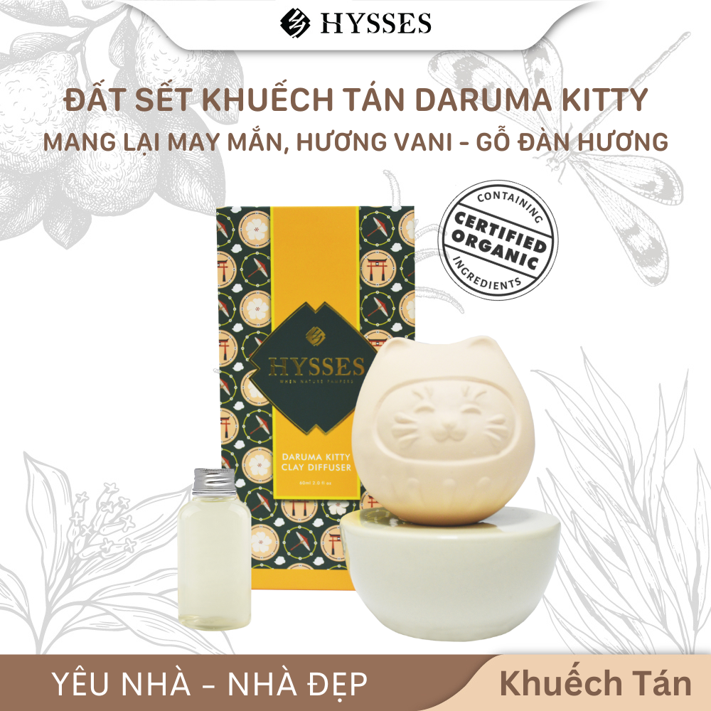 Đất Sét Khuếch Tán Tinh Dầu Cao Cấp Hysses Damura Kitty Clay Búp Bê May Mắn Nhật Bản Thủ Công Hương Thơm Dễ Chịu, Ngăn Ngừa Côn Trùng, Giải Tỏa Căng Thẳng - Kèm Tinh Dầu Hữu Cơ Tự Nhiên