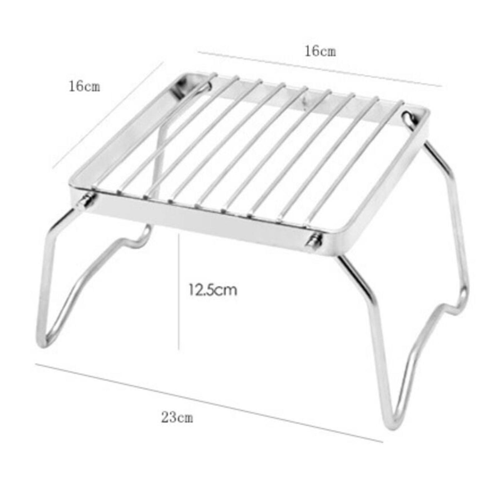 Portable Camping Grill Compact Mini Stainless Steel Campfire Charcoal Gas BBQ Grill Rack Barbeque Stove Bracket for Backpacking,Hiking,Picnic, Fishing