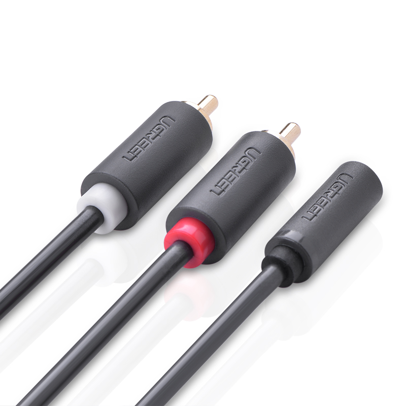 Dây cáp 3.5mm cái ra 2 đầu RCA đực dài 1.5M UGREEN AV111 10548 - Hàng chính hãng