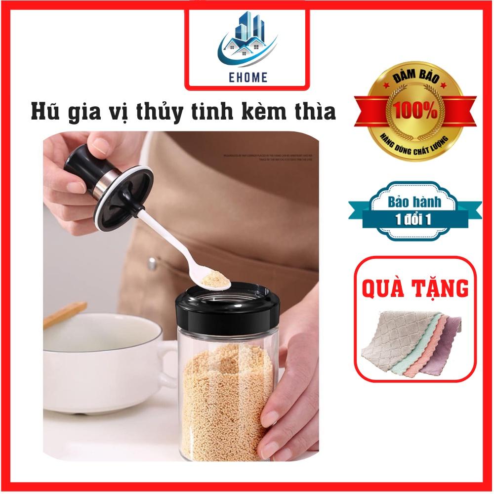 Hũ đựng gia vị bằng thủy có nắp kèm muỗng loại đẹp dung tích 250 ml