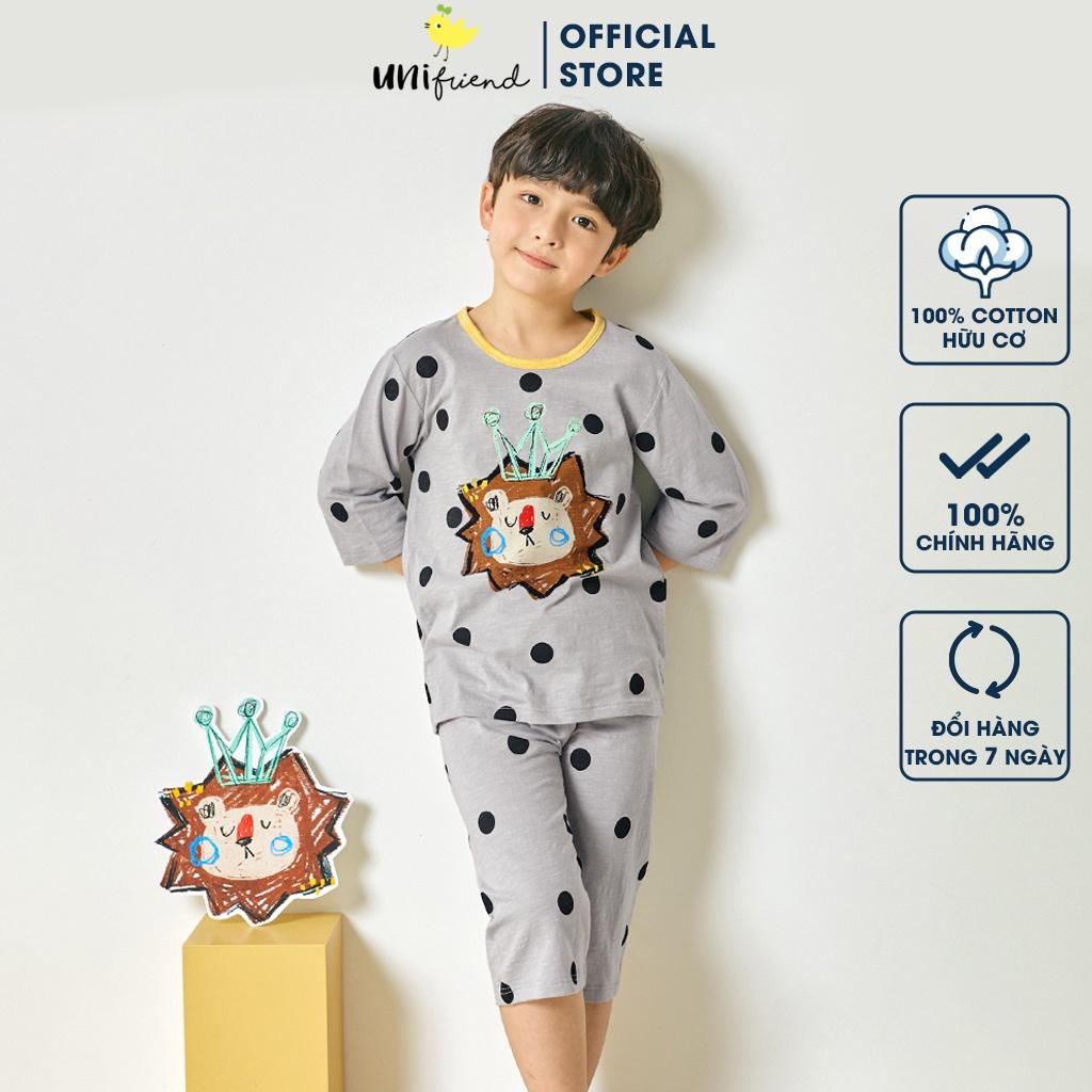 Bộ đồ lửng tay mặc nhà cotton mịn cho bé trai U2007 - Unifriend Hàn Quốc, Cotton Organic