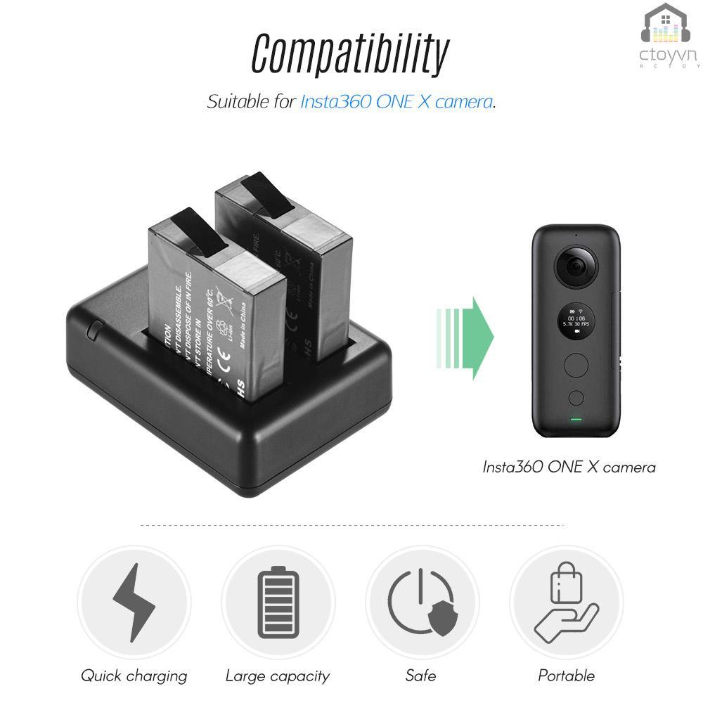 Bộ sạc pin máy ảnh hai pin với 2 pin USB cho Insta360 one X