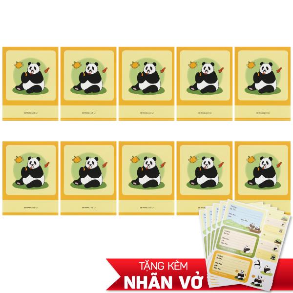 Combo 10 Tập Học Sinh Fluffy Panda - Miền Nam - 4 Ô Ly - 96 Trang 80gsm - The Sun 03 - Tặng Nhãn Vở Kèm Sticker