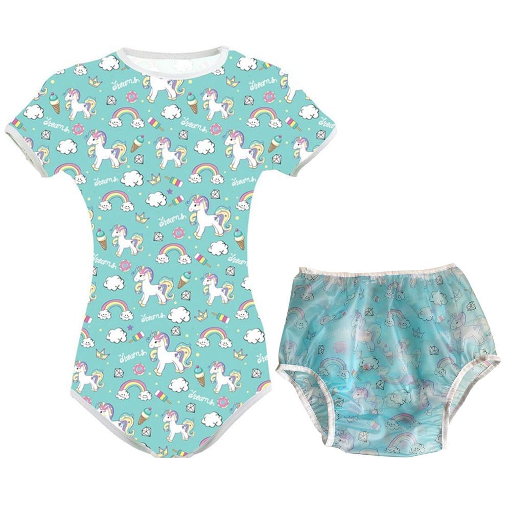 Người Lớn Bodysuit Cho Bé Gái Ẻo Lả Tích Tắc Đáy Quần Bộ Đồ Ngủ ABDL Onesie Và Nhựa PVC Vỏ Tã Bộ