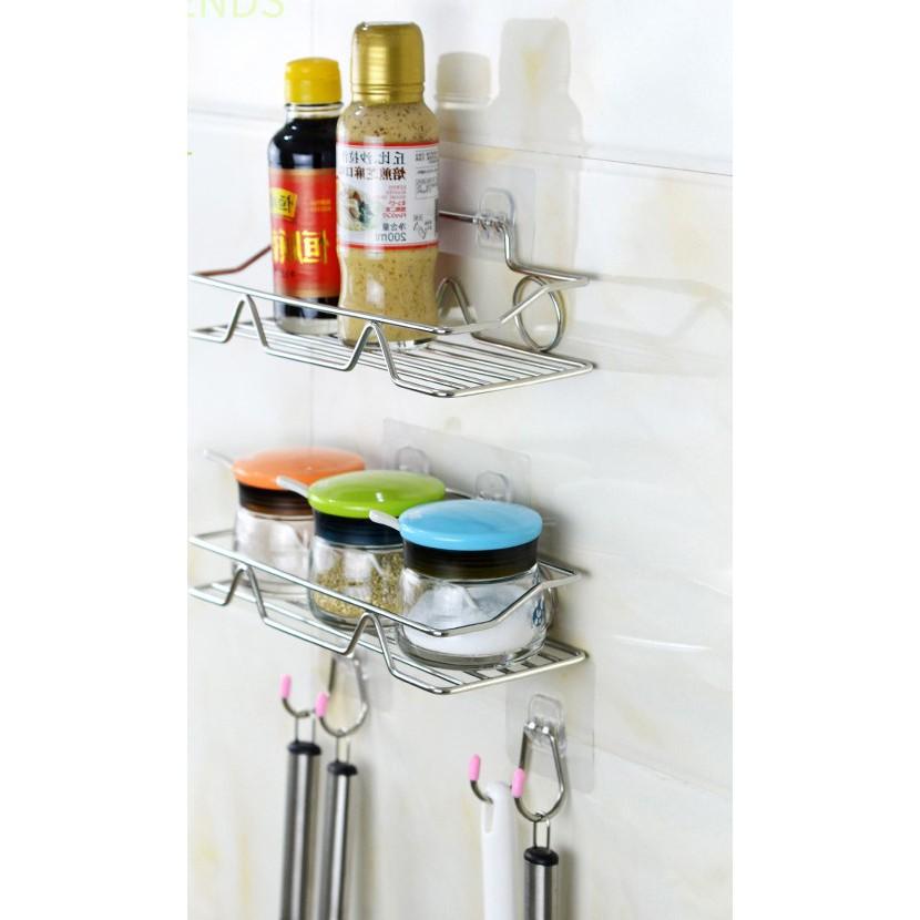 Kệ Chữ Nhật Inox 304 Dán Tường Siêu Dính