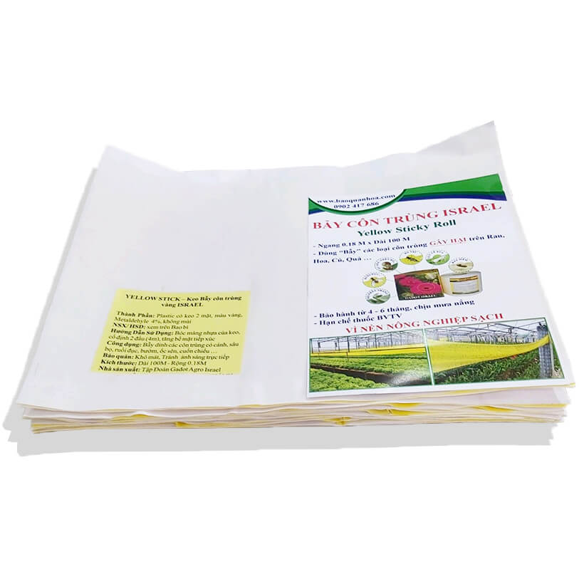 Bẫy Ruồi Nông Nghiệp gây hại Rau Hoa Củ Quả đạt hiệu quả 90% bằng Cuộn Keo Dính Vàng 2 mặt keo , thời gian hiệu lực trên 8 tháng chịu mưa nắng
