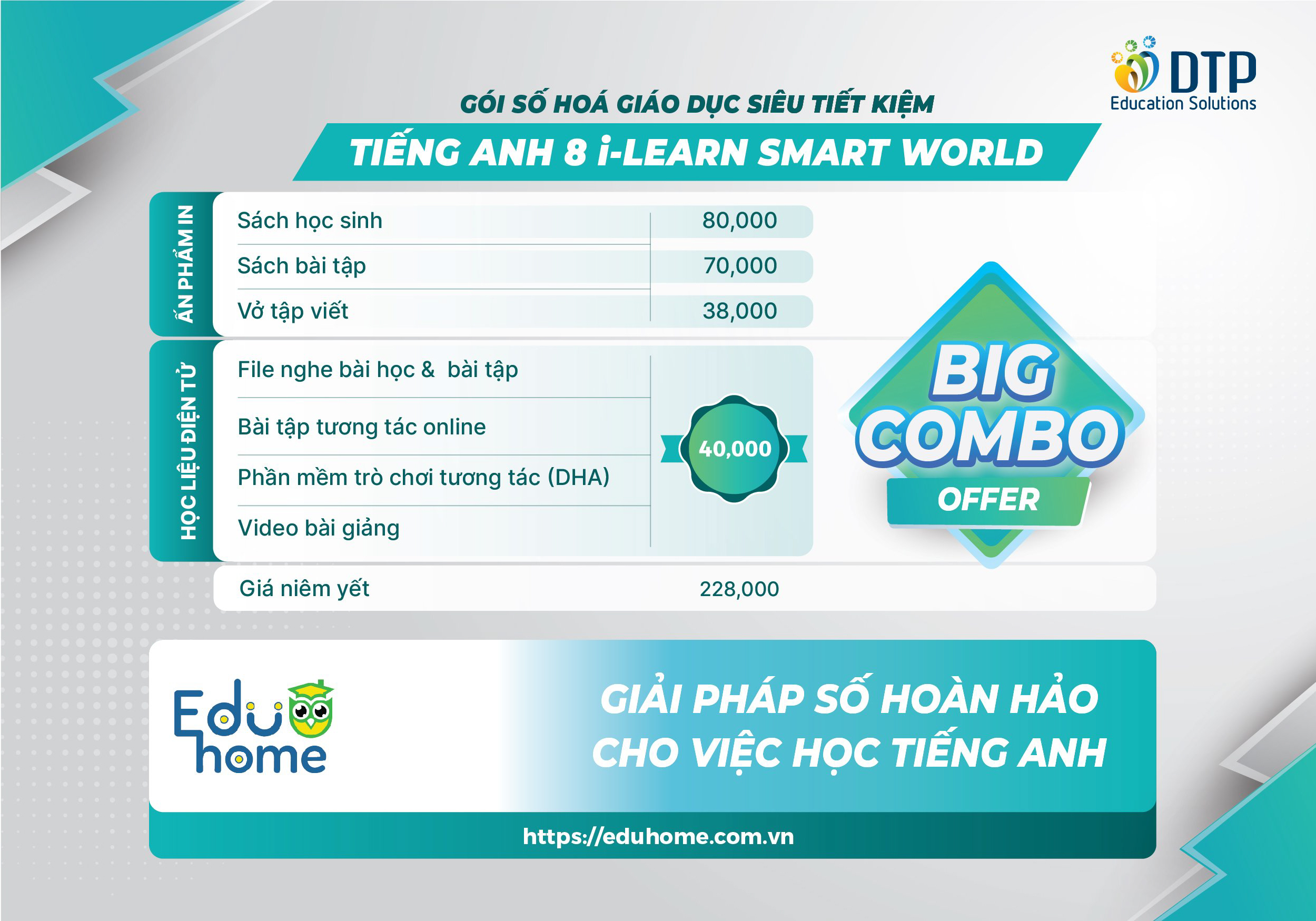 Tiếng Anh 8 i-Learn Smart World - Gói số hóa giáo dục siêu tiết kiệm (SB, WB, NB, Digital Pack)