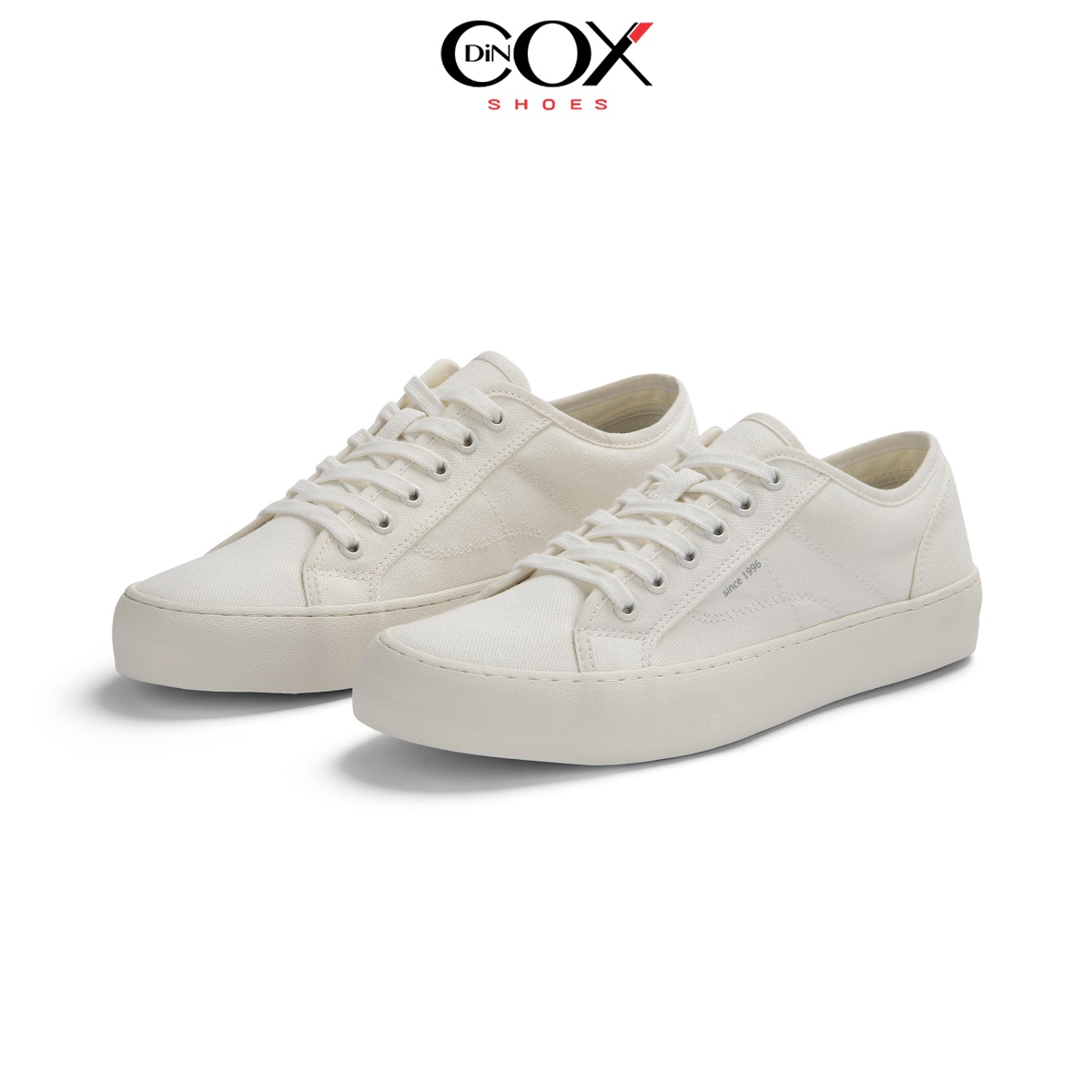 Giày Sneaker Vải Canvas Nam Nữ E18 White Dincox Shoes Sang Trọng