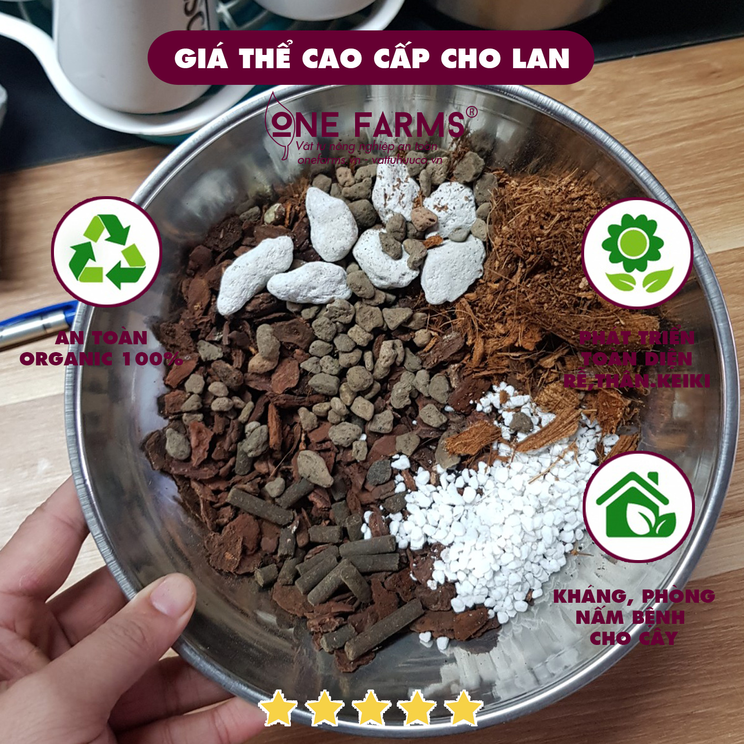 Mua 5 tặng 1, Giá thể trồng lan cao cấp, sử dụng cho nhiều loại lan khác nhau