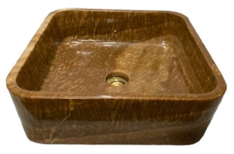 Lavabo Đá Tự Nhiên Leo Solid Soil - Vàng Nâu - Hình vuông mỏng