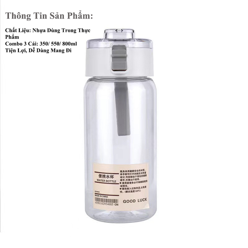 Bình Nước Combo 3 Cái Thể Tích 350/550/800ml