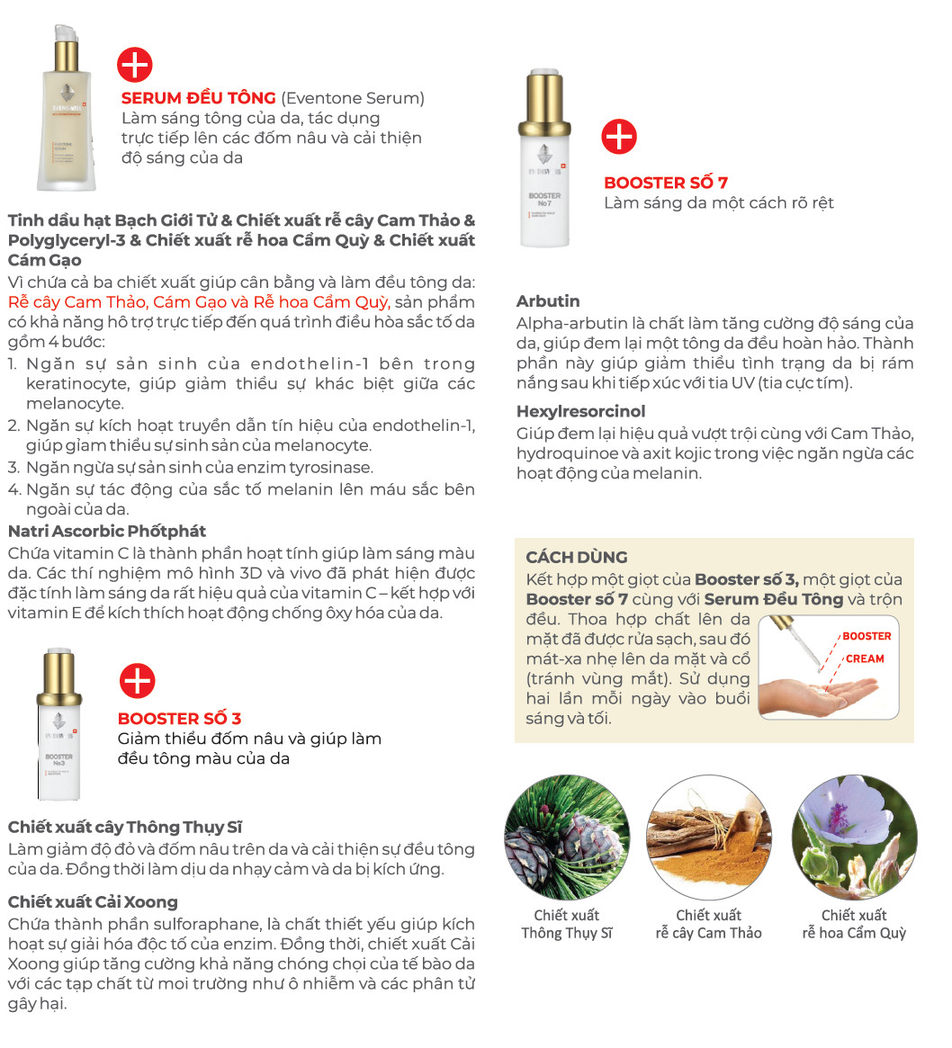 Serum Làm Sáng - Xóa Thâm Nám Và Tàn Nhang - EVENSWISS EVENTONE SERUM từ Thụy Sĩ 50ml