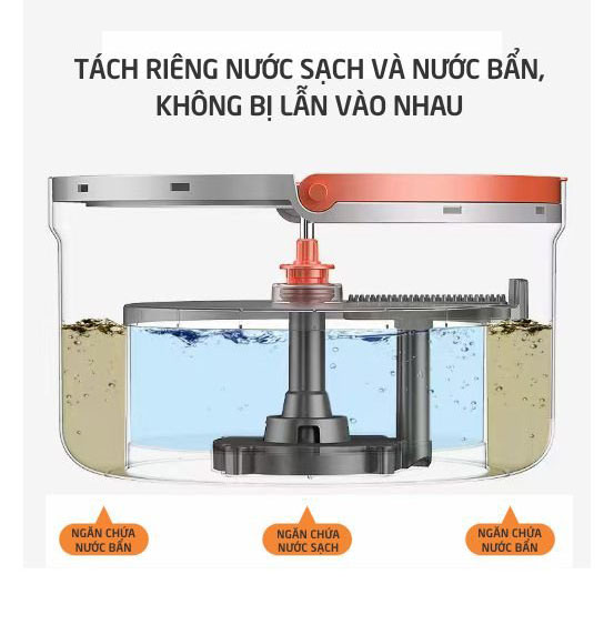 Cây Lau Nhà Thông Minh, Tự Động Tách Nước Bẩn, Tự Động Vắt Khô, Xoay 360 độ Daichipro DCP 5SM - Hàng Chính Hãng