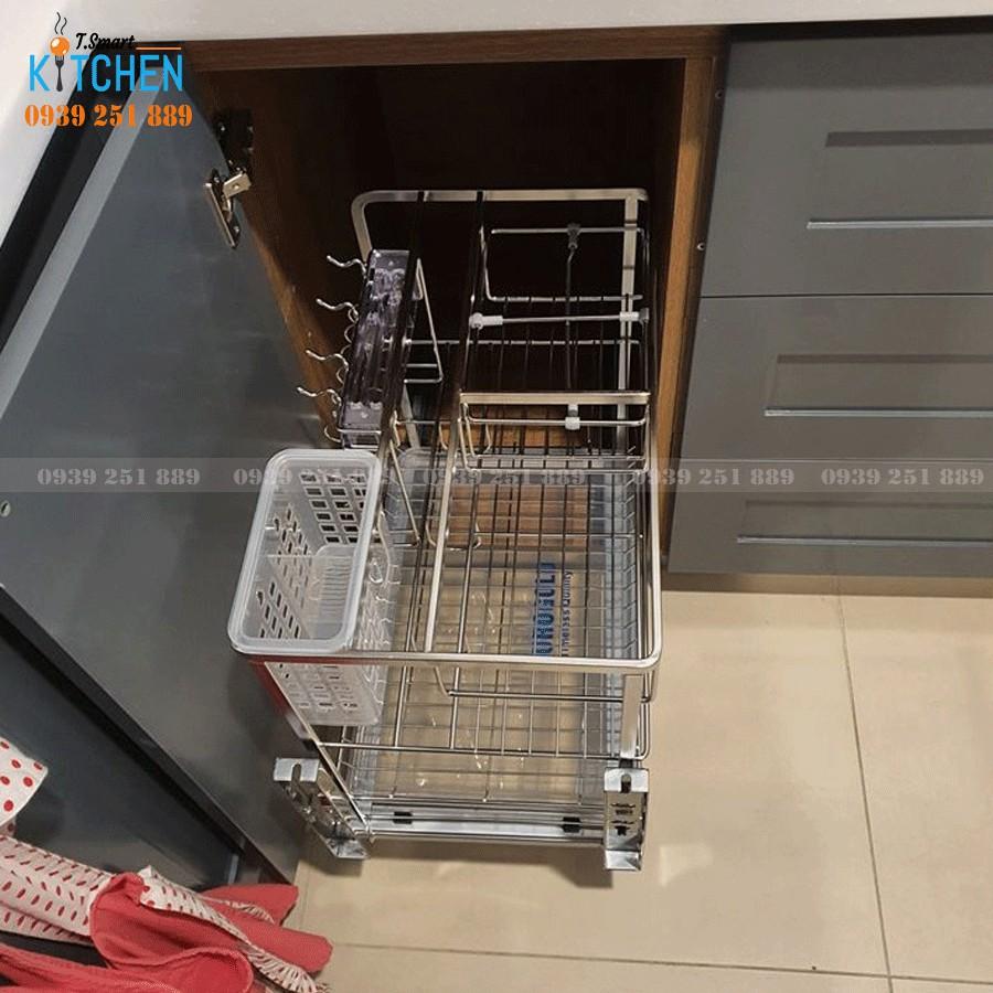 Kệ Gia Vị Inox 304 Cho Tủ Bếp Dưới Tủ 400mm