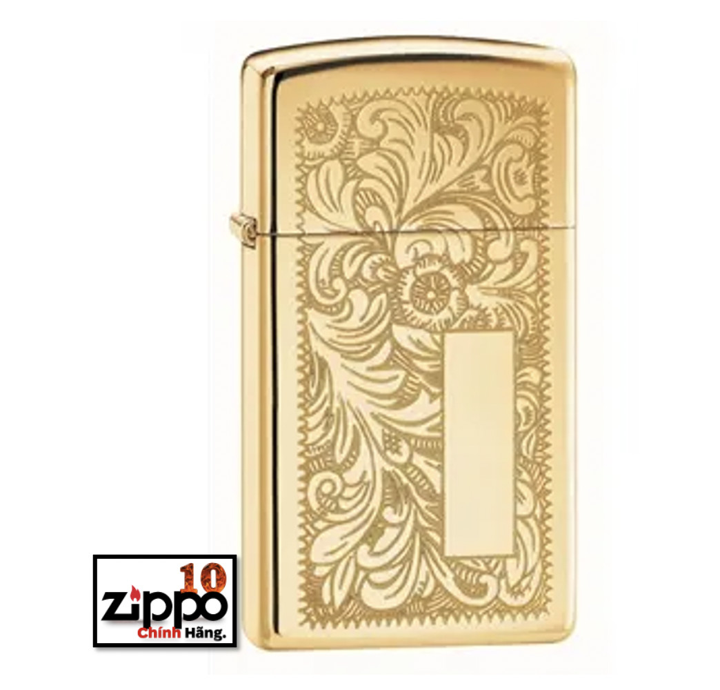 Bật lửa Zippo Slim 1652B  Brass Venetian - Chính hãng 100%