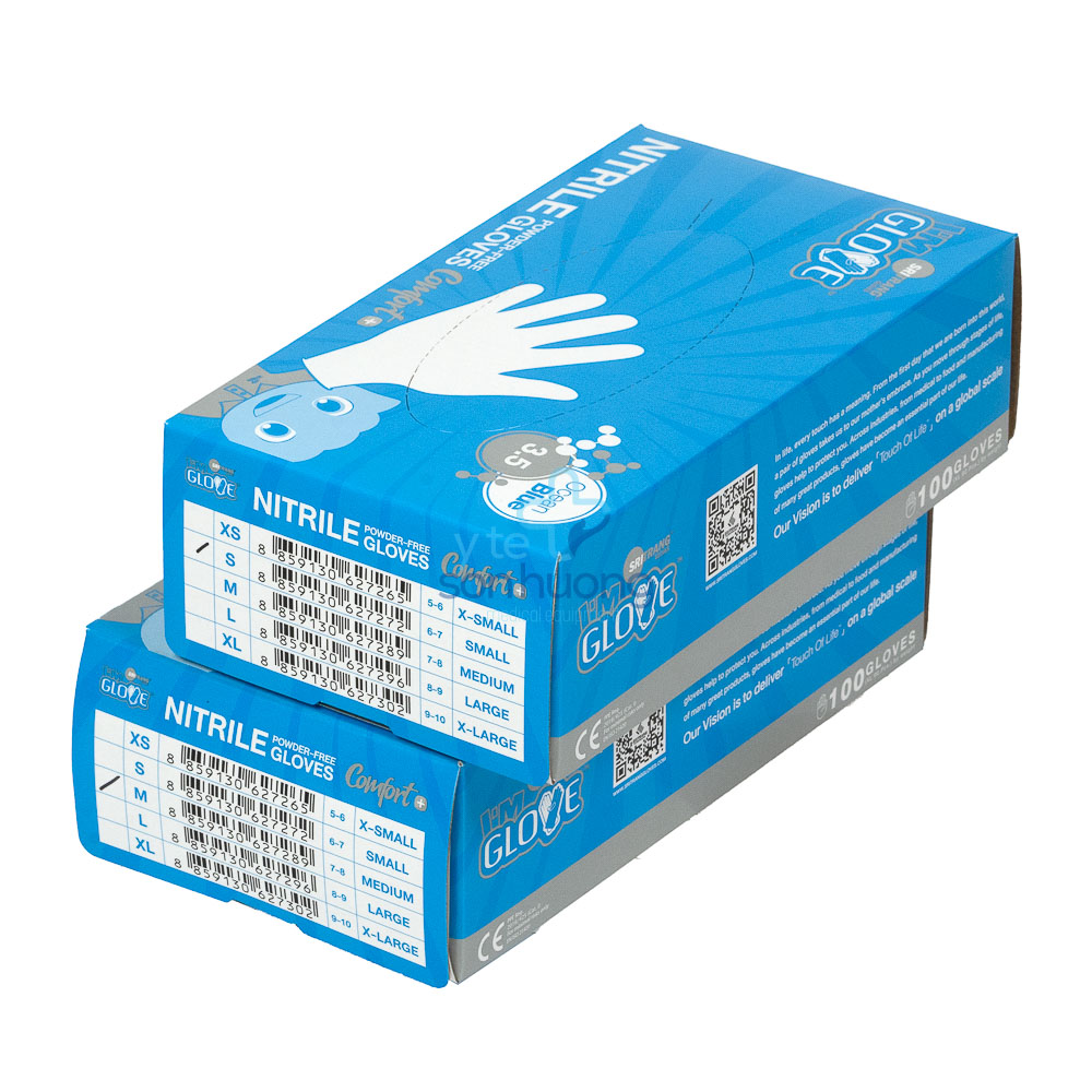 Găng Tay Y Tế  Nitrile I'm gloves Không Bột Màu Xanh Hộp 100 Chiếc