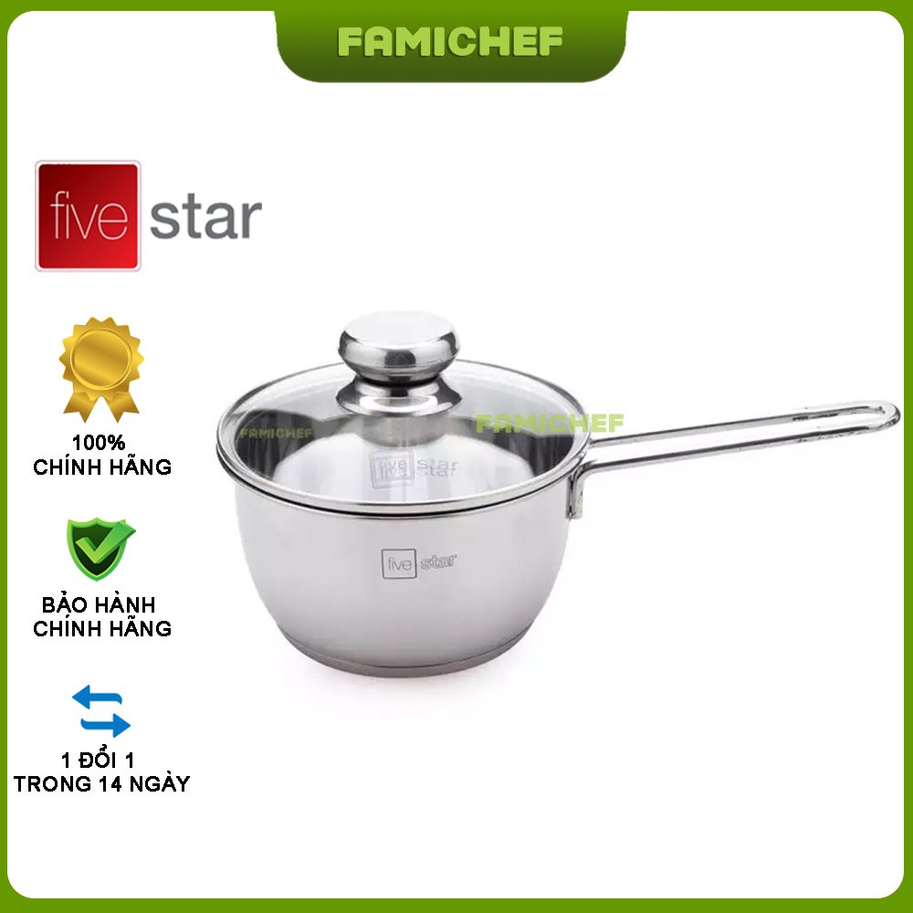 Quánh inox nắp kiếng 3 đáy FiveStar FSQ16001 16cm