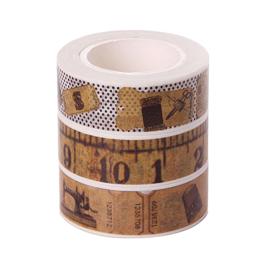 3 Rolls Retro Style Paper Masking Washi Tapes DIY