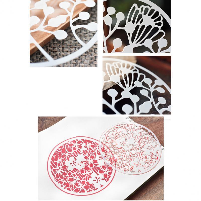 8pc Art Supply Drawing Template Flower Shape Drawing Stencil For DIY Craft