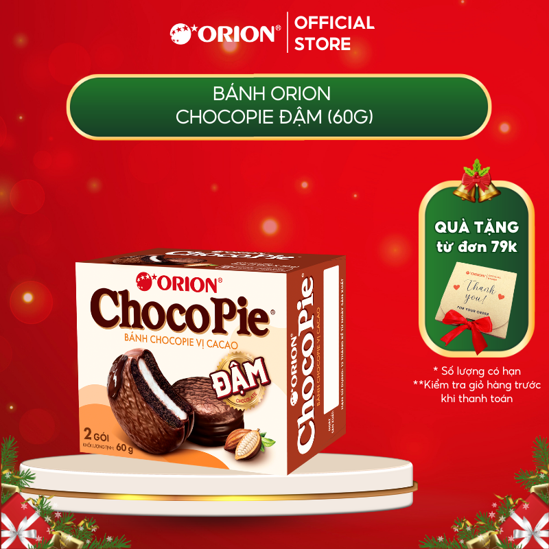 Hộp 2 gói bánh CHOCOPIE ĐẬM Orion 60g (30g x 2 gói/hộp)