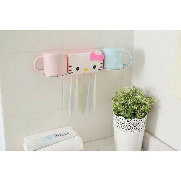 Kệ để bàn chải và cốc hình kitty
