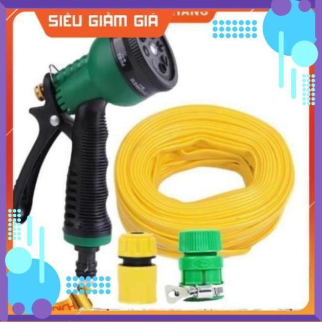 Vòi xịt rửa xe,Vòi phun nước tưới cây tăng áp thông minh 8 chế độ 815621-1 (cút vàng,nối xanh - dây vàng)