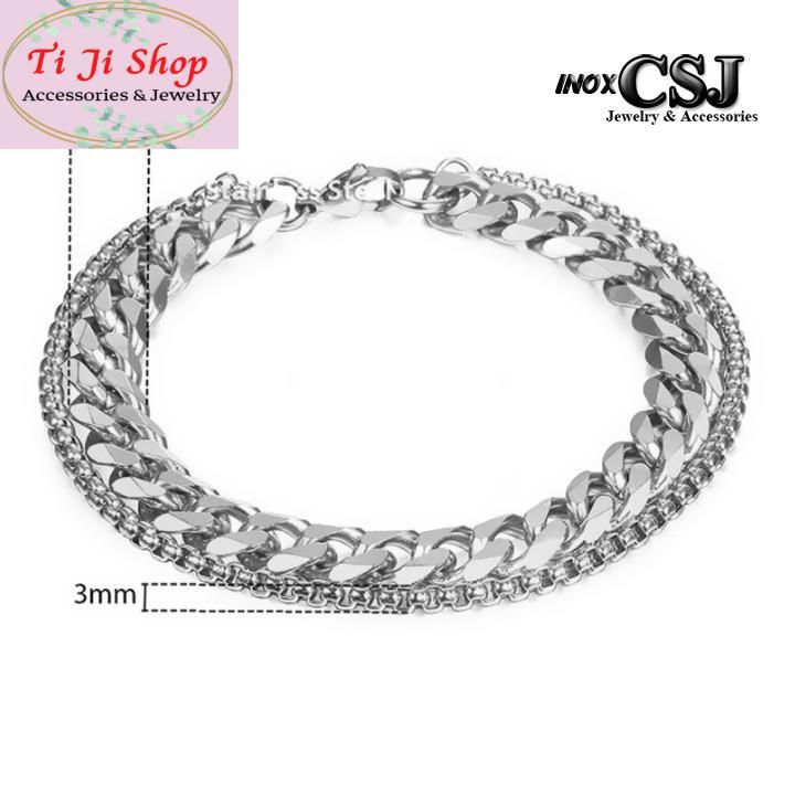Lắc tay inox nam 2 tầng mạ vàng siêu đẹp - chuẩn thời trang