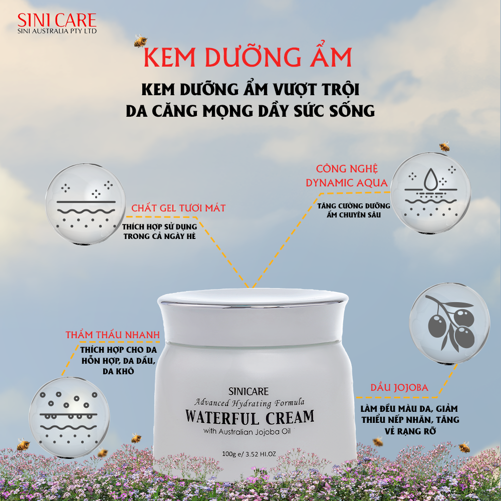 Kem cấp ẩm, cân bằng dầu SINICARE Advenced Hydrating Formula WATERFUL CREAM 100ml