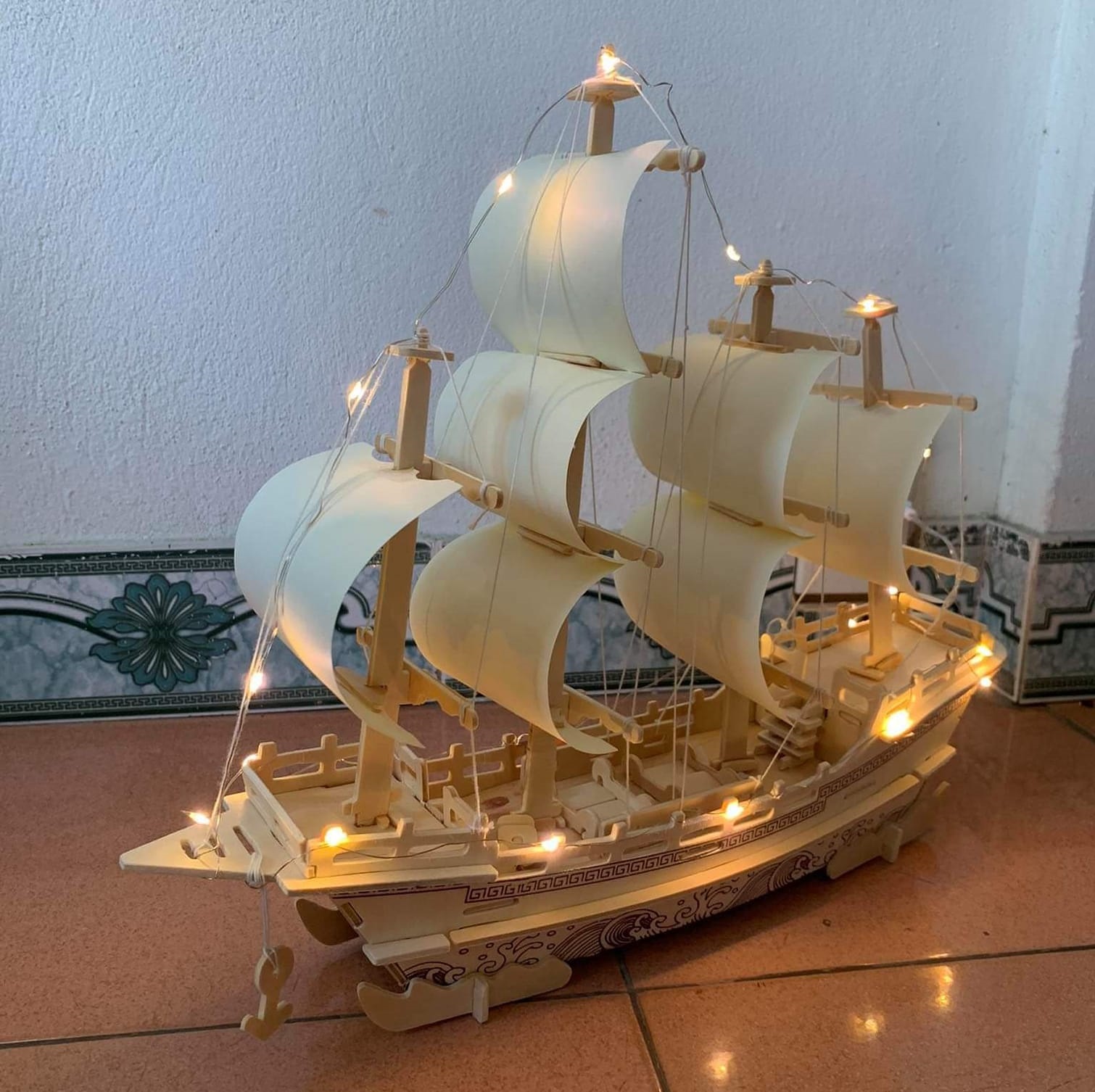 Đồ chơi lắp ráp gỗ 3D Mô hình Thuyền Thương Gia Merchant Ship
