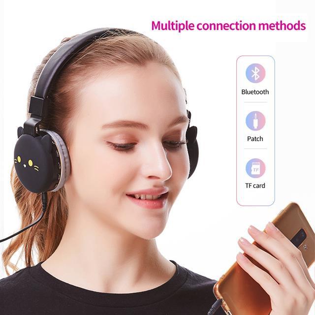 Tai Nghe Bluetooth Không Dây Hình Mèo Hồng Dễ Thương