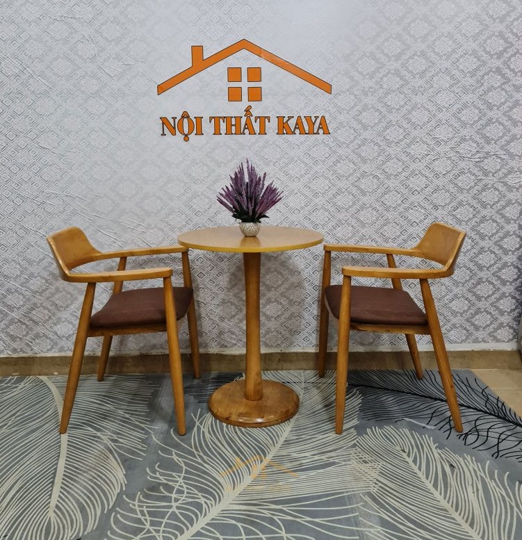 Bộ bàn tròn 60cm chân trụ 2 ghế Hirosima Mặt bàn  HDF lõi xanh nhập khẩu Malaysia