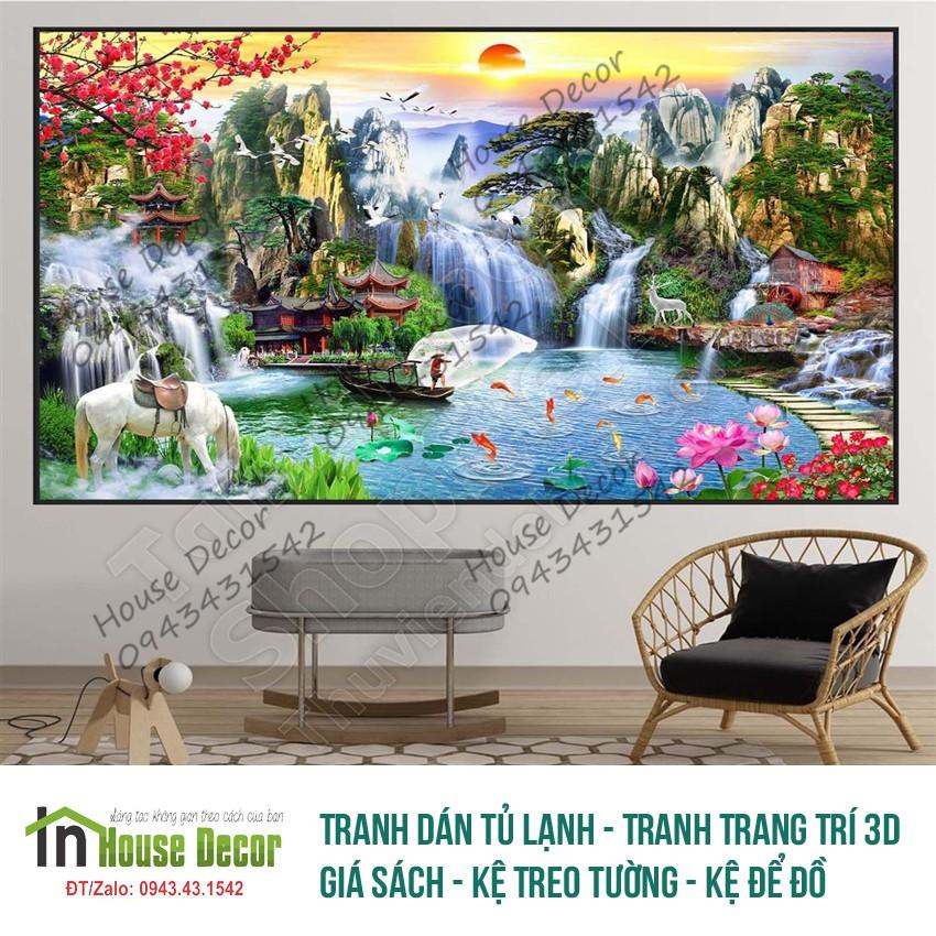 \ranh Dán Tường 3d Phòng Khách Sơn Thủy Hữu Tình,