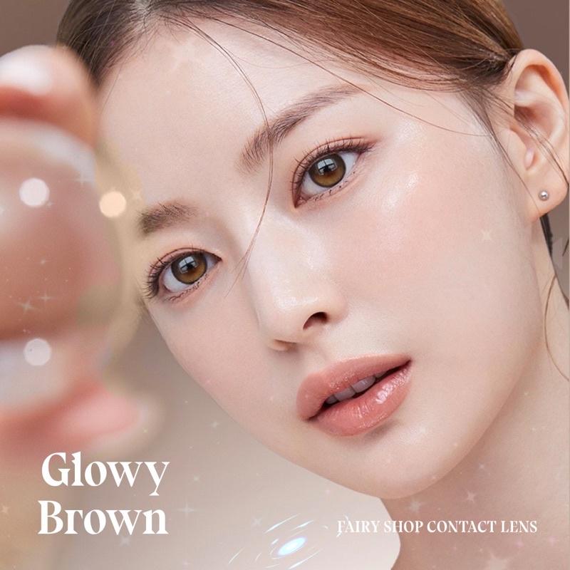 Kính Áp Tròng Glowy Brown - lens phủ bóng FAIRY SHOP CONTACT LENS silicone hydrogel độ cận 0 - 6