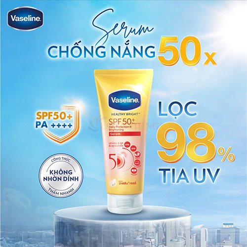 Tinh chất dưỡng thể chống nắng Vaseline Healthy Bright SPF 50+ PA++++ (30ml/70ml/300ml) - Hàng chính hãng
