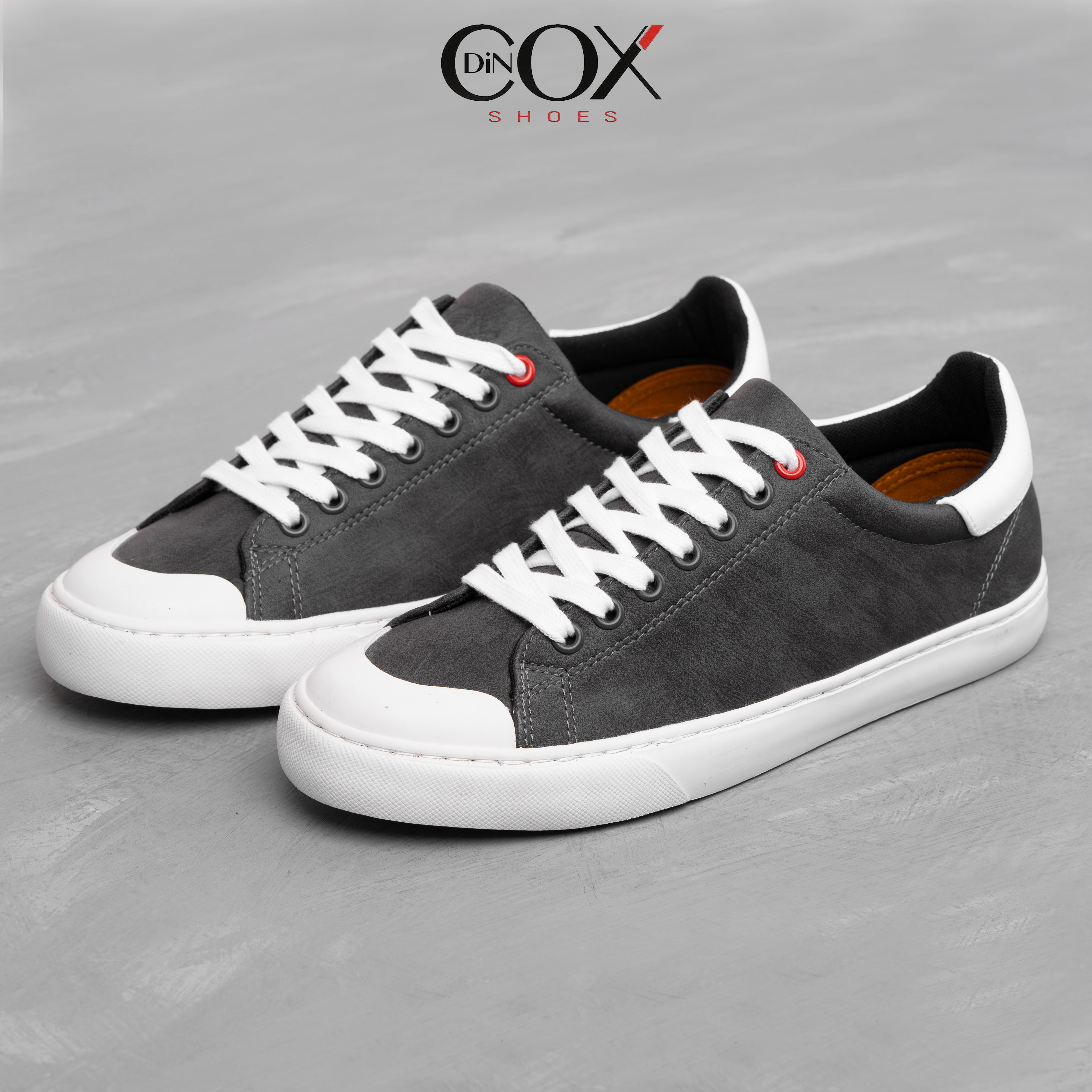 Giày Sneaker Da Nam DINCOX C13 Cách Điệu Sáng Tạo Charcoal