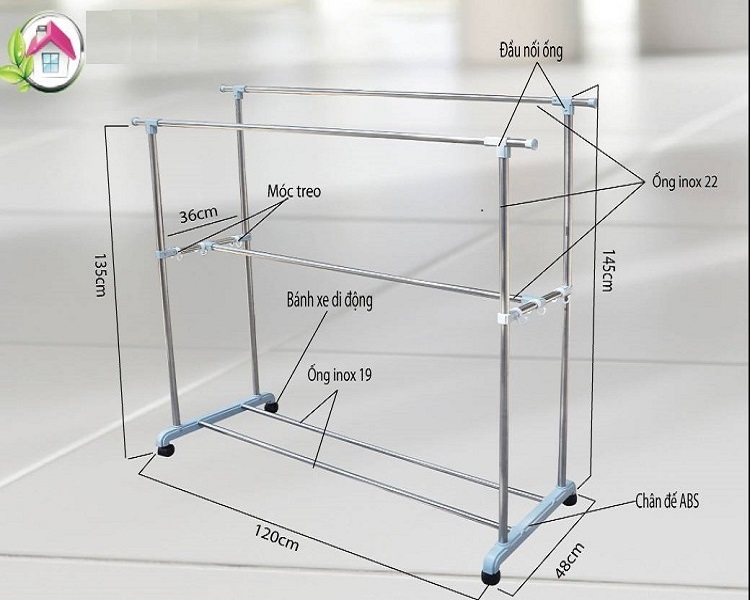 Giá Phơi Quần Áo Di Dộng Kiểu 2