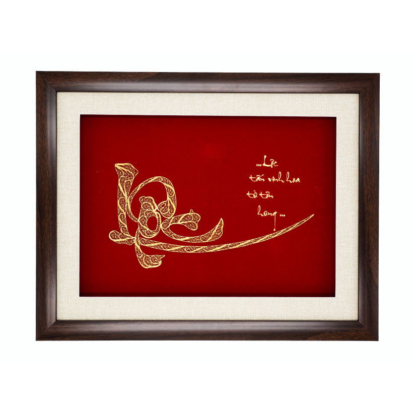 Quà tân gia cao cấp: Tranh Chữ Lộc mạ vàng 24K size lớn