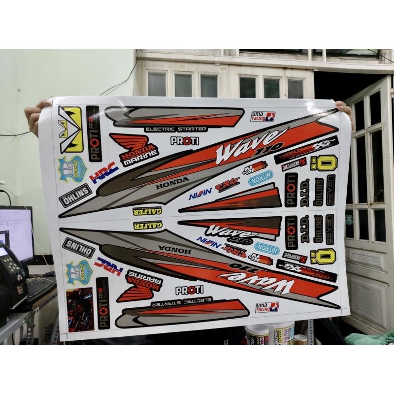 Tem rời wave nhỏ đời đầu dán xe đen