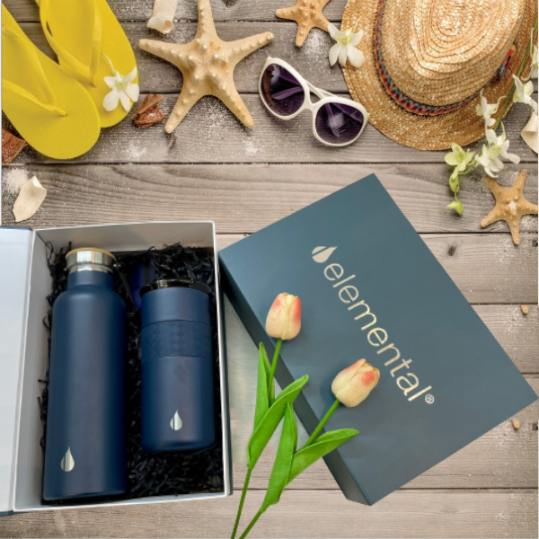 Set hộp quà tặng Sinh nhật, set Thanh Xuân, bình giữ nhiệt và ly giữ nhiệt Elemental cao cấp
