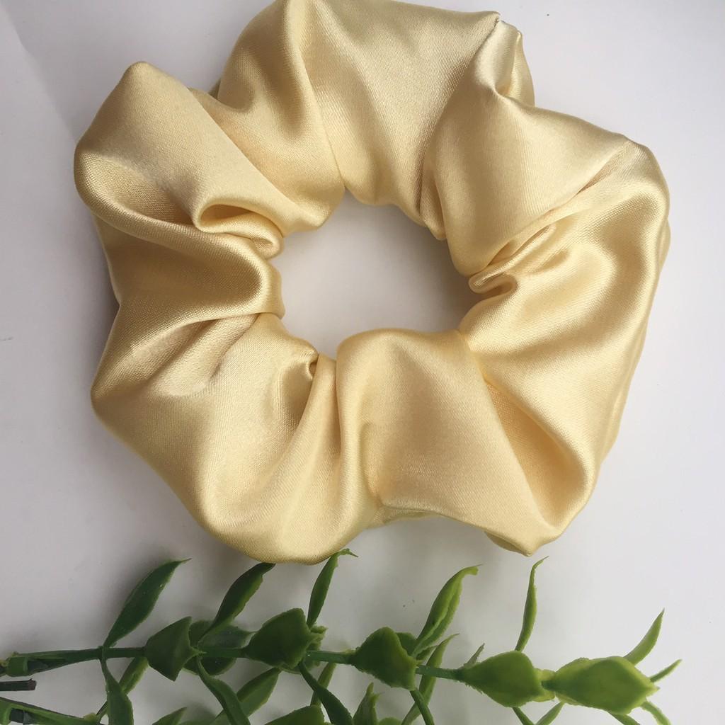 Dây Cột Tóc Vải Cột Scrunchies Satin Lụa Phi Bóng Mềm Màu Vintage Pastel CT111