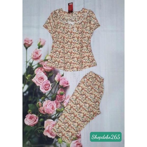 Đồ bộ nữ,đồ ngủ mặc nhà lửng vải lụa họa tiết hoa nhí dễ thương size 45-65kg.