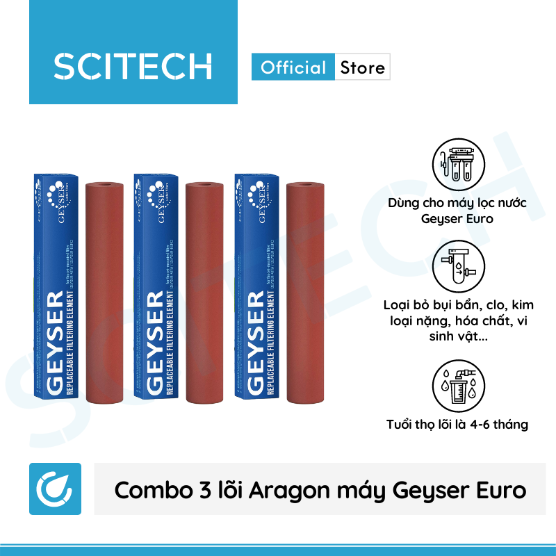 Lõi Aragon thay thế máy lọc nước tại vòi Geyser Euro by Scitech - Hàng chính hãng